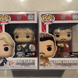 Diamond Ric Flair & Eddie Guerrero Funko Pop + Pin Set *MINT* GameStop Exclusive WWE 82 90 with protector Wrestling