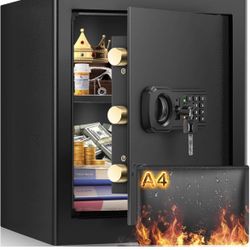 2.0 Cub Large Safe Box Fireproof Waterproof, Personal Home Security Safe with Fireproof Document Bag, Keypad Led Indicator, Silent & Alarm, Combinatio