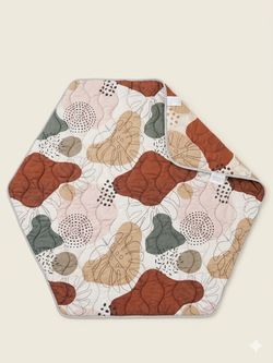 Hexagon Quilted Baby Play Mat – Boho Botanical Monstera Leaf Print