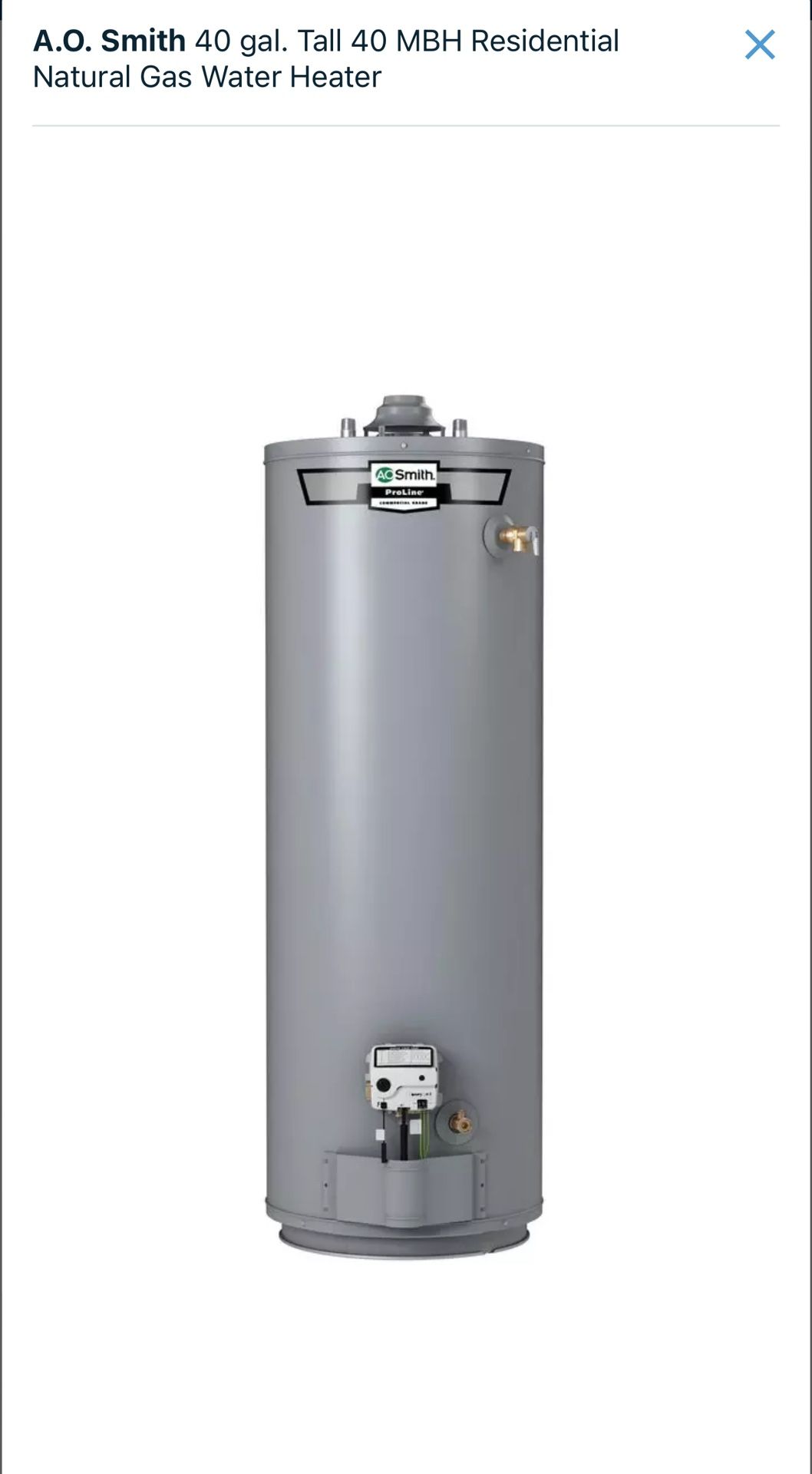 A.O. Smith ProLine® 40 gal. Tall 40 MBH Residential Natural Gas Water Heater