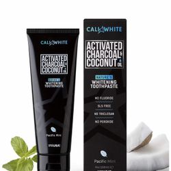 Cali White Activated Charcoal & Organic Coconut Oil Teeth WHITENING Toothpaste, Made in USA, Best Natural Whitener, Vegan, Fluoride Free, Sulfate Fre