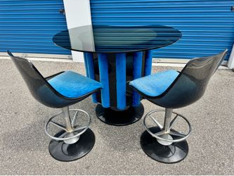 Chrome Craft 1970s Space Age Pedestal Bar barstools chairs mid century
