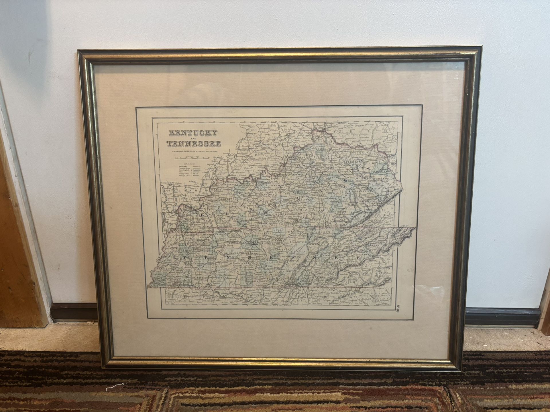 Kentucky & Tennessee Antique Map