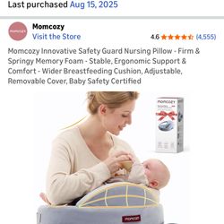 Momcozy Nursing Pillow Firm Memory Foam Light Grey Breastfeeding Cushion