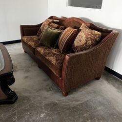 Leather And Fabric Couch