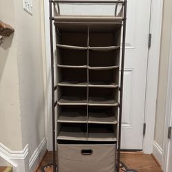 Vertical Shoe Rack Organizer with Large Drawer - Sturdy Metal Frame