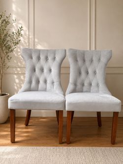 Set of 2 Tufted Velvet Dining Chairs