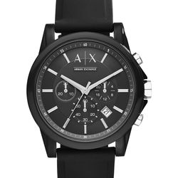 Armani Exchange Chronograph Black Silicone Strap Watch 44mm AX1326