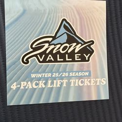4 Snow Valley/Big Bear Resort Lift Tickets