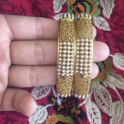 22k Gold Plated Bangles Bracelet Set Size 2-6 