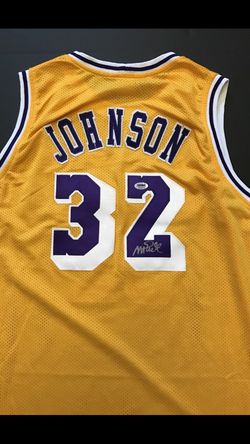 Magic Johnson AUTOGRAPHED Lakers jersey w/PSA