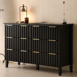 Six drawer Fluted Dresser with Double Handles on drawers