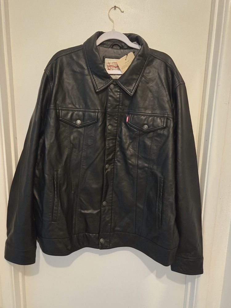 💯 Levis Leather Jacket Size: 3XL