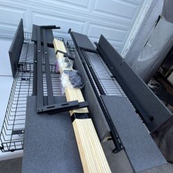 Queen Size Platform Bed Frame with 3 Storage Drawers, Dark Grey