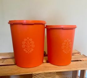 Vintage Orange Tupperware Canister Set of 2 | Retro Storage