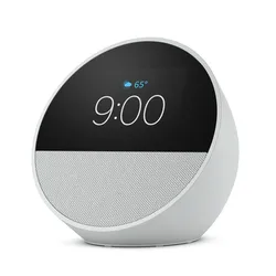 Echo Spot (2024 Release) Smart Alarm Clock with Vibrant Sound Plus Alexa, Glacier White