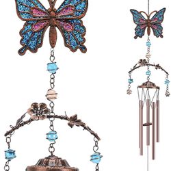 Butterfly Wind Chimes for Outside, Deep Tone 34 inches 