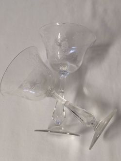 FREE!!! Cherokee Rose Claret Wine Glasses (set of 2) Chipped