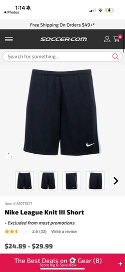 NIKE dry fit soccer futbol black men’s shorts L slim fit