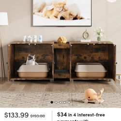 Double Cat Litter Box Cabinet