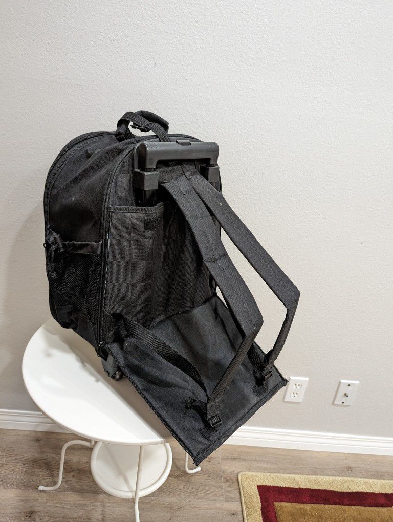 Everest Unisex Black Wheeled Backpack Bag Luggage Travel Hiking College Student  Rolling 