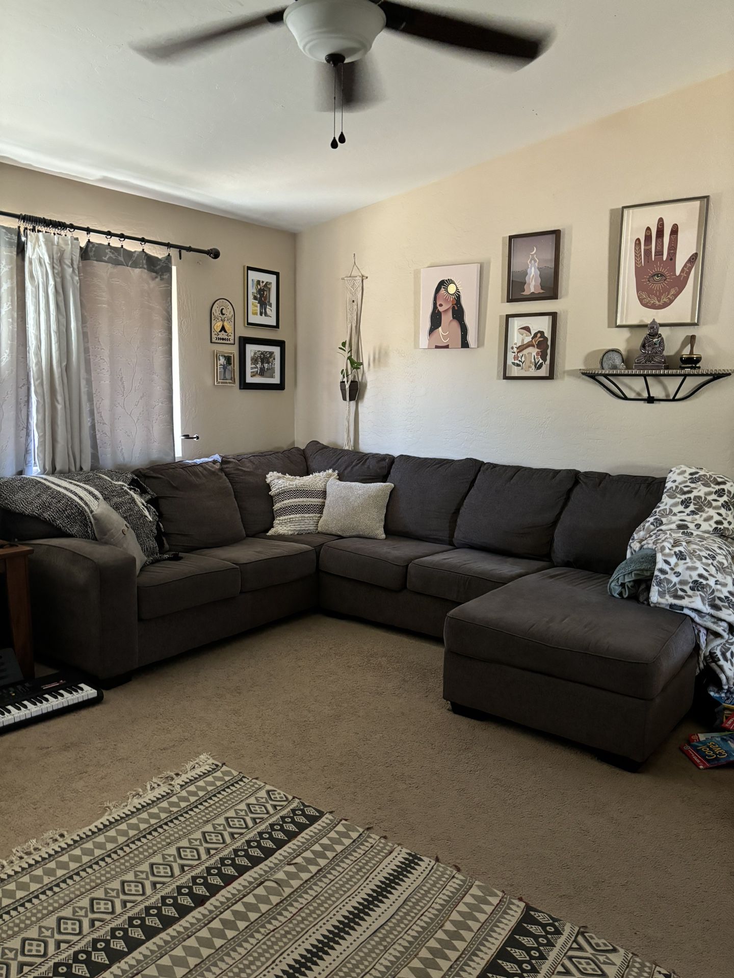 Large Gray Sectional Sofa With Chaise 