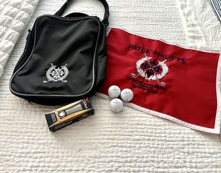 Authentic Patek Phillipe Golf Bag, Golf Balls And Flag