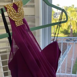 Long One Shoulder Dress Purple Pink