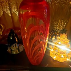 Vintage  70x bud vase swirl  glass tall
