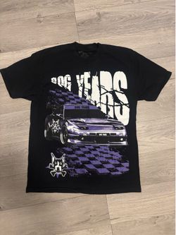 DOG YEARS Purple Drift Car Graphic Tee – Front & Back Print