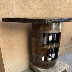 Custom Oak Wine Barrel Table/Storage