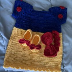Vestido De Blanca Nieves Tejido A Crochet De 3/6
