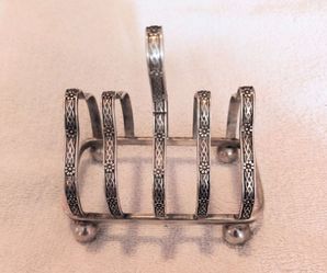 ANTIQUE SILVER PLATED TOAST RACK