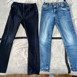 2 Pairs of Girls’ Size 10 Skinny Jeans (1 Black/1 Blue) - EXCELLENT CONDITION