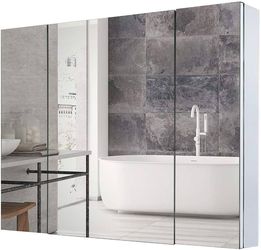 Movo Double Doors Medicine Cabinet with Mirror, 36 inch X 26 inch Aluminum Bathroom Medicine Cabinet, Adjustable Glass Shelves, Waterproof and Rust-Re