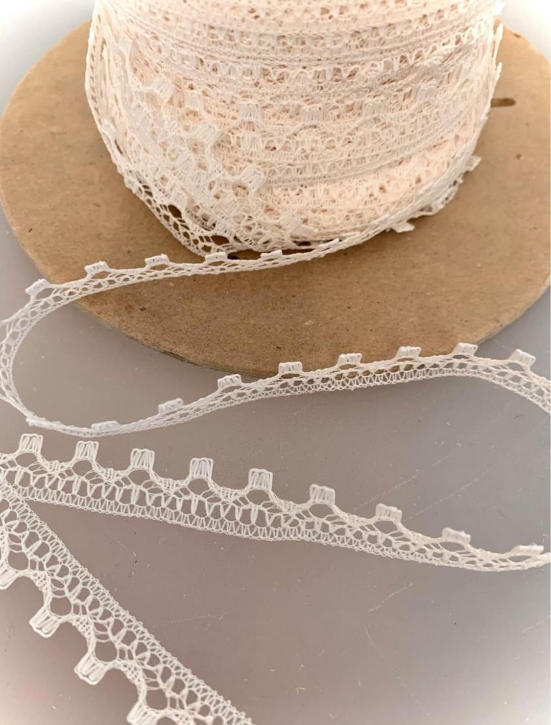 7 yds of 7/16” Very Fine Cream Lace. #013122-6