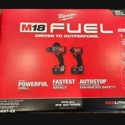 Milwaukee M18 FUEL 18V Brushless Cordless Hammer Drill and Impact Driver Combo Kit (2-Tool) with 2 Batteries