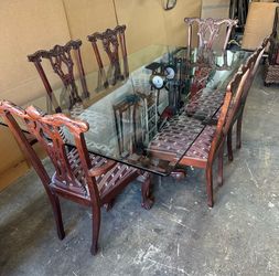 Large Glass Dining Table with 6 Chairs