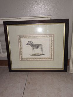 Worden Framed Original Zebra Picture/Artwork