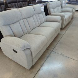 Austen Grey Reclining Sofa And Loveseat 