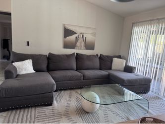 Dark gray sectional sofa couch sala