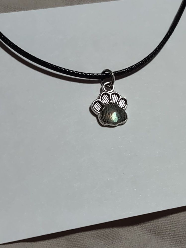 dog paw and labradorite necklace
