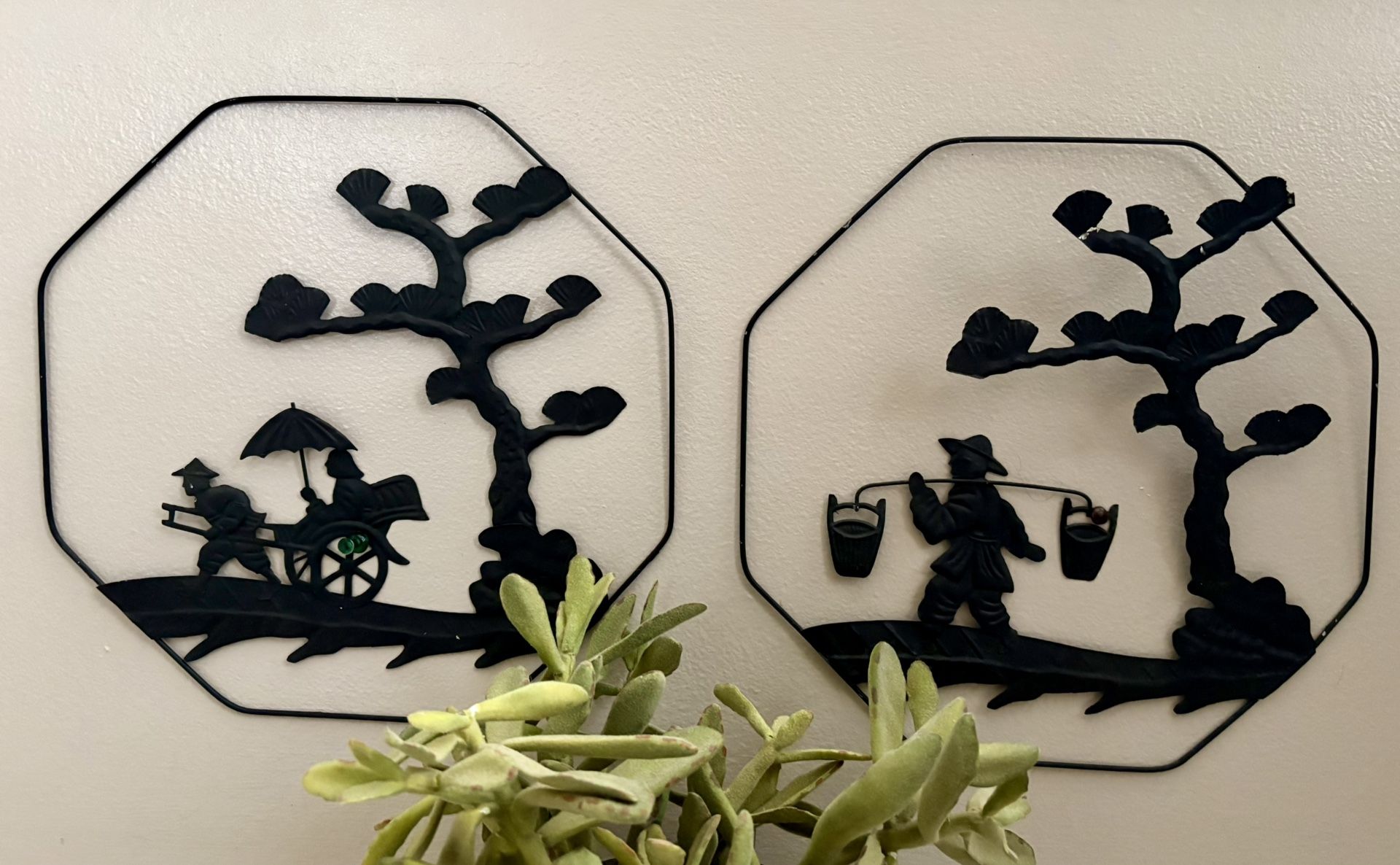 Set of 2 Vintage Wall Silhouette , Republic of China Anhui Wuhu Aluminum Wall Decor