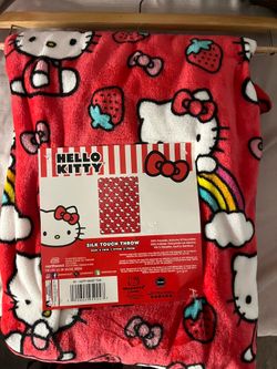 Red colorful Hello Kitty throw blanket