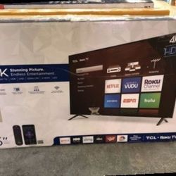 TCL 4K 55 smart TV ROKU NEW OPEN BOX