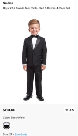 Nautica - Boys' 2TTuxedo Suit, Pants, Shirt & Bowtie, 4-Piece Set & Nordstrom shoes size 8