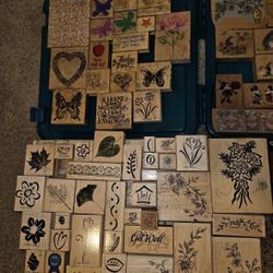 Lot of 70+ individual used rubber stamps