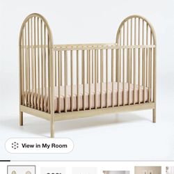 Crate & Barrel Canyon Spindle Natural Wood Convertible Crib by Leanne Ford