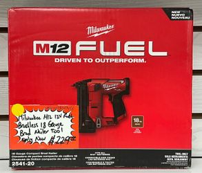 Milwaukee M12 12V Fuel Brushless 18 Gauge Brand Nailer Tool Only New