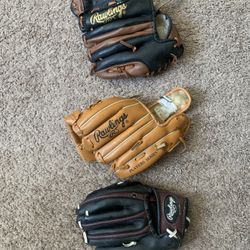 Kids Baseball Gloves (3 For $20)